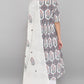 Janasya Women's White Cotton Botanical Print Kurta With Palazzo And Dupatta | Swadesiicart