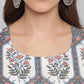 Janasya Women's White Cotton Botanical Print Kurta With Palazzo And Dupatta | Swadesiicart