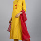 Janasya Women's Mustard Rayon Solid Kurta With Pant And Dupatta | Swadesiicart