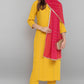 Janasya Women's Mustard Rayon Solid Kurta With Pant And Dupatta | Swadesiicart