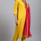 Janasya Women's Mustard Rayon Solid Kurta With Pant And Dupatta | Swadesiicart