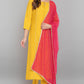 Janasya Women's Mustard Rayon Solid Kurta With Pant And Dupatta | Swadesiicart