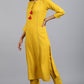 Janasya Women's Mustard Rayon Solid Kurta With Pant And Dupatta | Swadesiicart