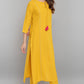 Janasya Women's Mustard Rayon Solid Kurta With Pant And Dupatta | Swadesiicart