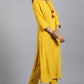 Janasya Women's Mustard Rayon Solid Kurta With Pant And Dupatta | Swadesiicart