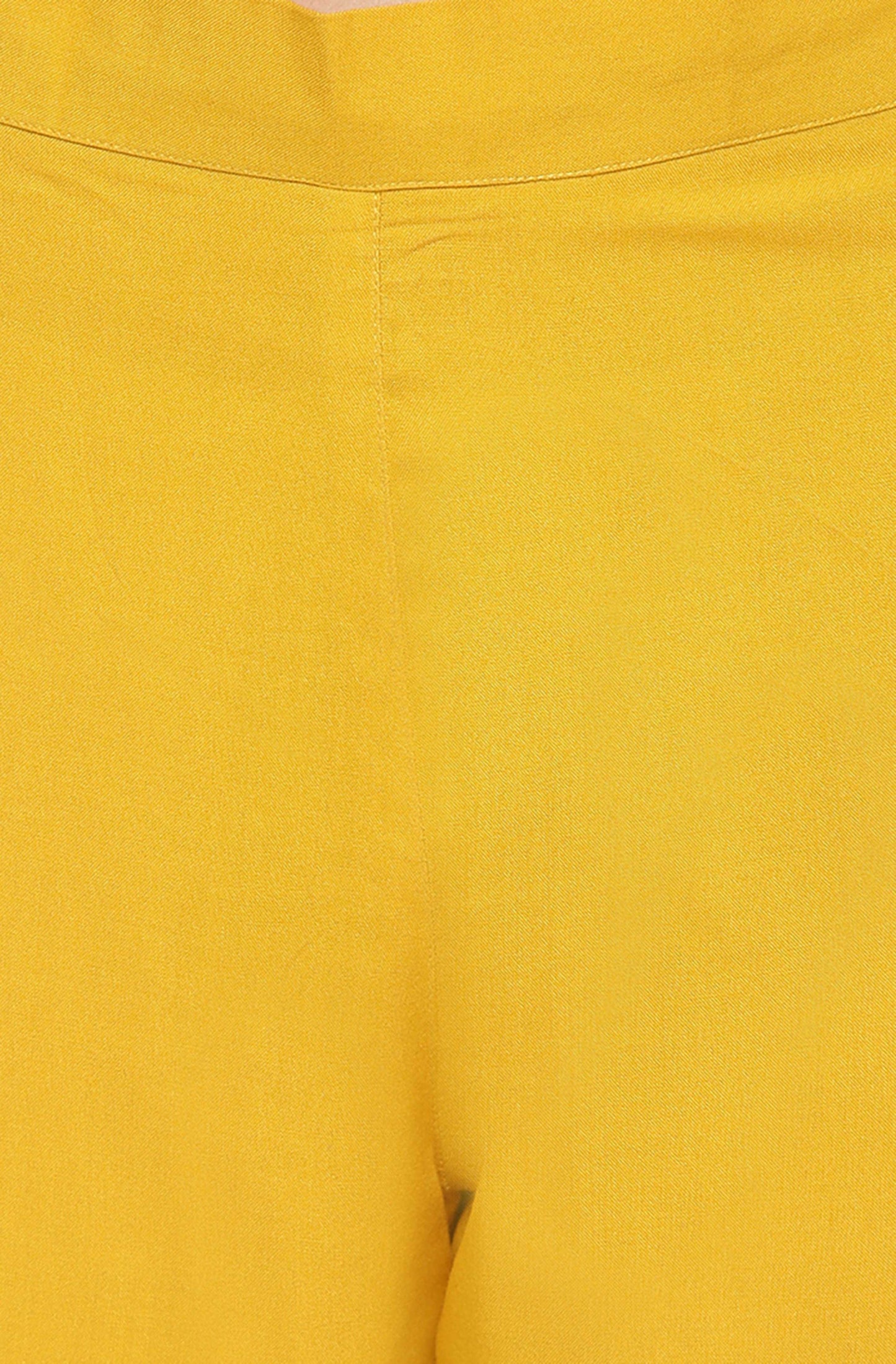 Janasya Women's Mustard Rayon Solid Kurta With Pant And Dupatta | Swadesiicart