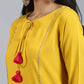 Janasya Women's Mustard Rayon Solid Kurta With Pant And Dupatta | Swadesiicart