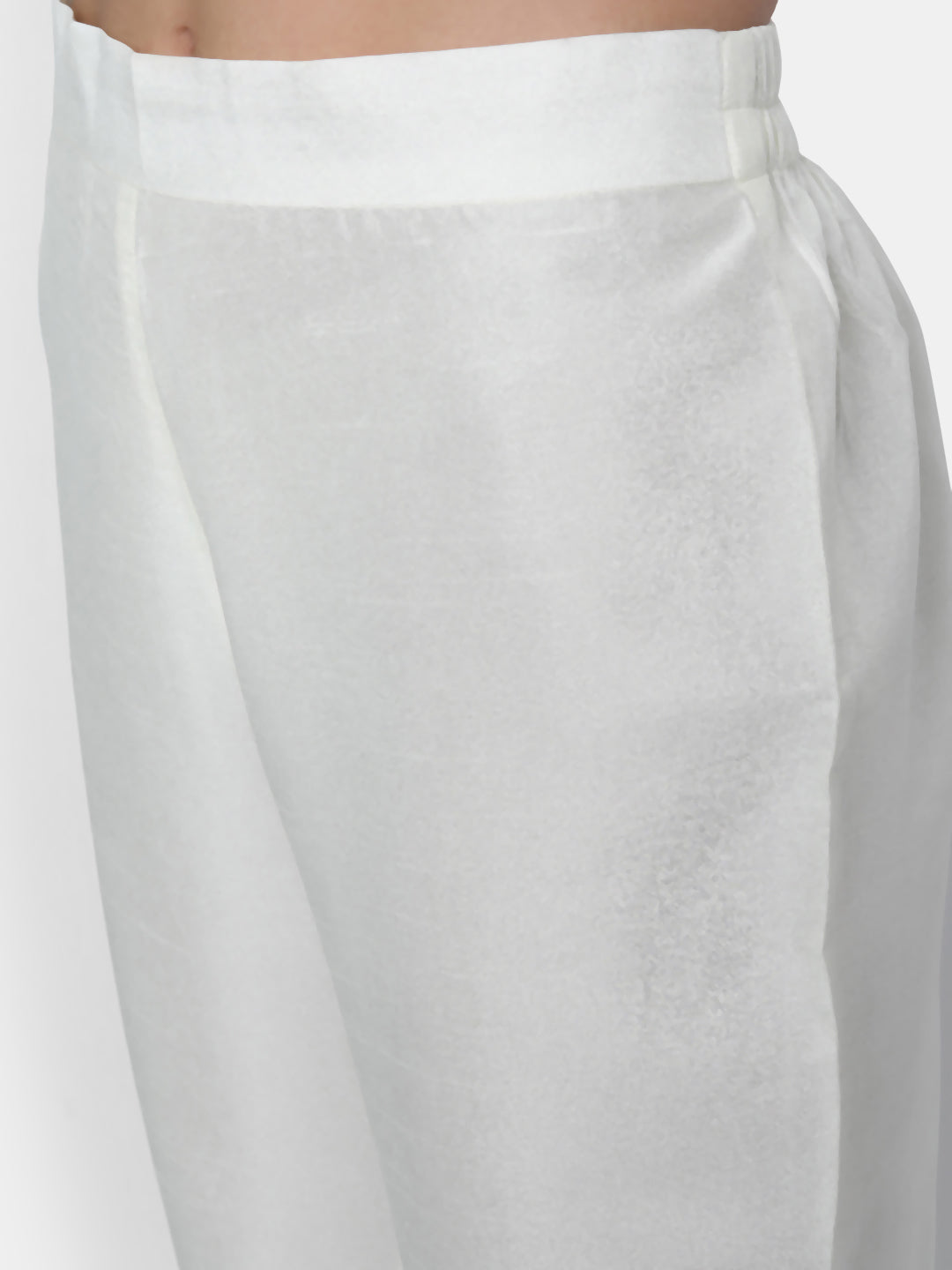 Janasya Off-White Poly Silk Solid Set - Swadesiicart