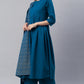 Janasya Women's Blue Cotton Solid Kurta With Palazzo And Dupatta | Swadesiicart