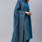 Janasya Women's Blue Cotton Solid Kurta With Palazzo And Dupatta | Swadesiicart