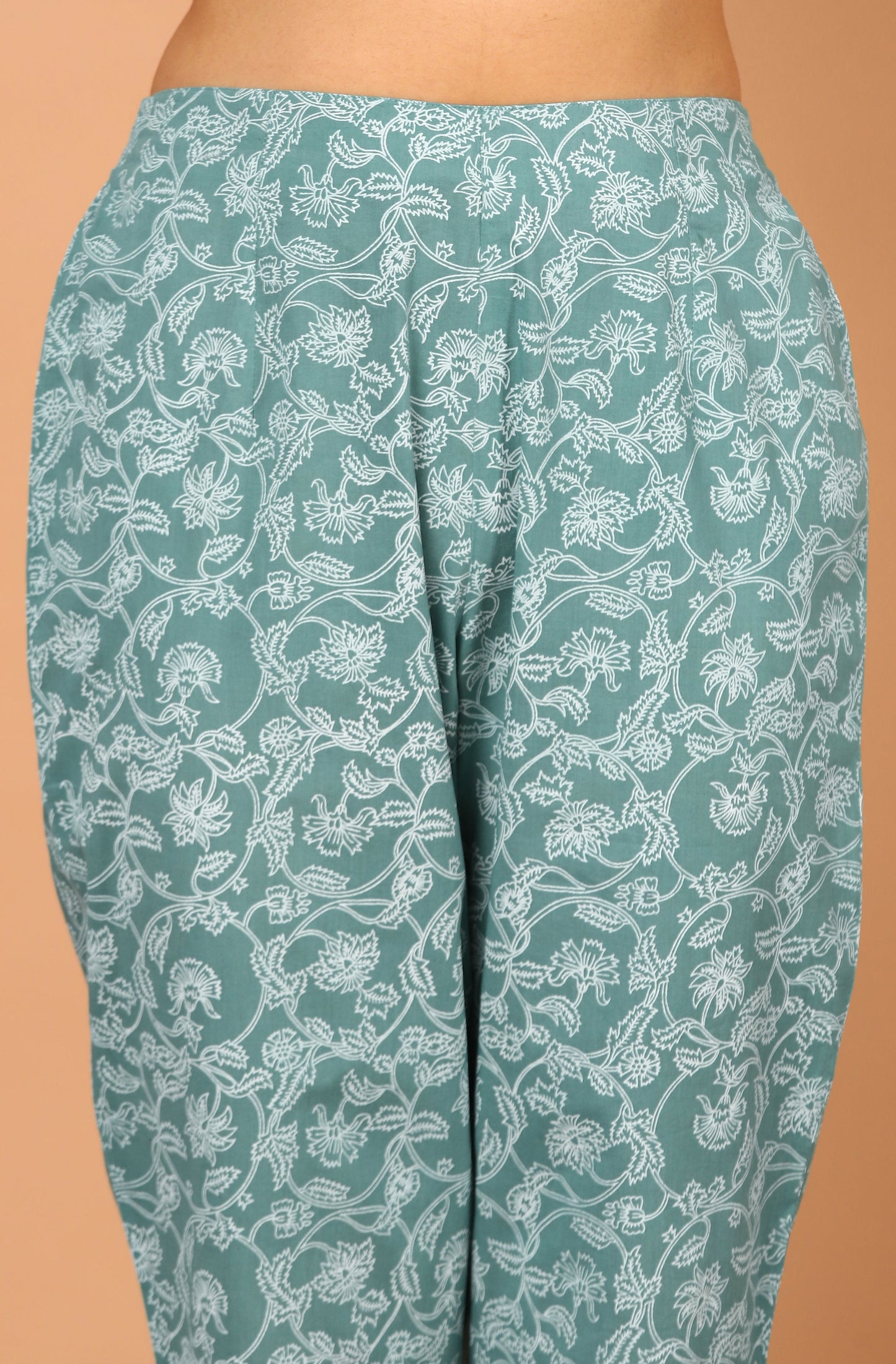 Janasya Women's Turquoise Cotton Striped Kurta With Pant And Dupatta | Swadesiicart