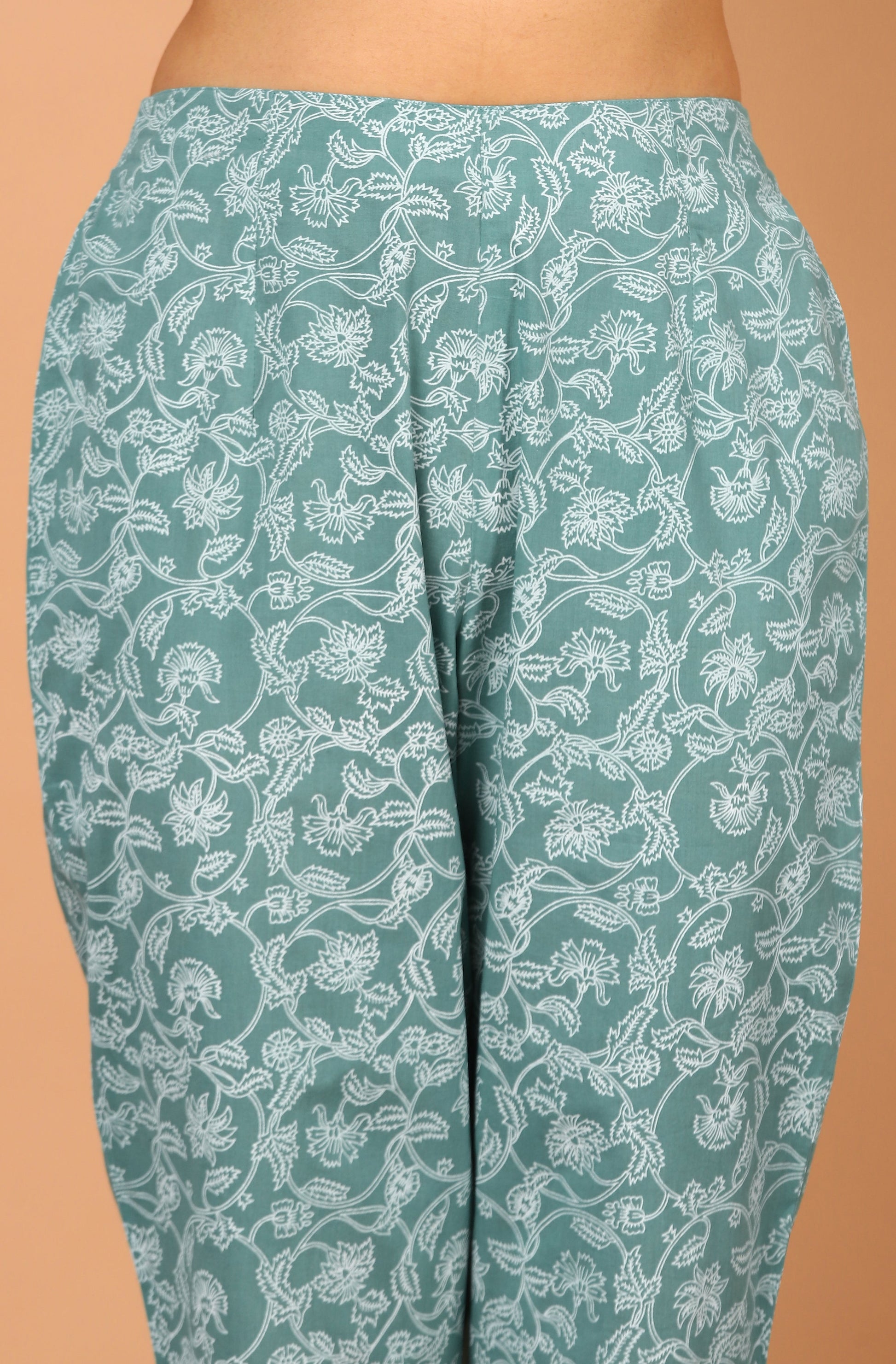 Janasya Women's Turquoise Cotton Striped Kurta With Pant And Dupatta | Swadesiicart