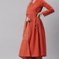 Janasya Women's Orange Cotton Striped Kurta With Pant And Dupatta | Swadesiicart