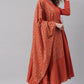 Janasya Women's Orange Cotton Striped Kurta With Pant And Dupatta | Swadesiicart
