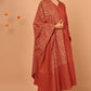 Janasya Women's Orange Cotton Striped Kurta With Pant And Dupatta | Swadesiicart
