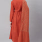 Janasya Women's Orange Cotton Striped Kurta With Pant And Dupatta | Swadesiicart