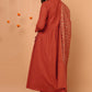 Janasya Women's Orange Cotton Striped Kurta With Pant And Dupatta | Swadesiicart