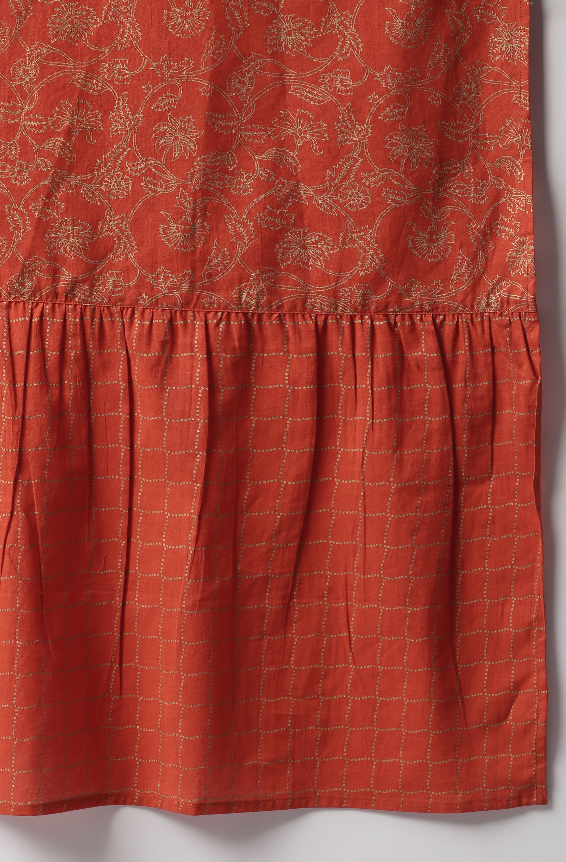 Janasya Women's Orange Cotton Striped Kurta With Pant And Dupatta | Swadesiicart