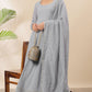 Janasya Women's Grey Poly Georgette Solid Kurta With Dupatta | Swadesiicart