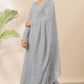 Janasya Women's Grey Poly Georgette Solid Kurta With Dupatta | Swadesiicart