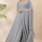Janasya Women's Grey Poly Georgette Solid Kurta With Dupatta | Swadesiicart