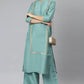 Janasya Women's Green Poly Silk Solid Straight Festive Kurta Set - Swadesiicart