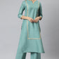Janasya Women's Green Poly Silk Solid Straight Festive Kurta Set - Swadesiicart