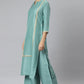 Janasya Women's Green Poly Silk Solid Straight Festive Kurta Set - Swadesiicart
