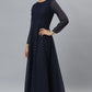Janasya Women's Navy Blue Poly Georgette Foil Print Kurta With Dupatta | Swadesiicart