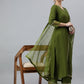 Janasya Women's Olive Green Rayon Solid Kurta With Palazzo And Dupatta | Swadesiicart