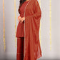 Janasya Women's Orange Rayon Foil Print Kurti With Sharara And Dupatta | Swadesiicart
