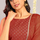 Janasya Women's Orange Rayon Foil Print Kurti With Sharara And Dupatta | Swadesiicart