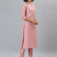 Indian Clothing Janasya Women's Pink Poly Silk Floral Printed Straight Party Kurta Set - Swadesiicart