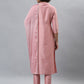Indian Clothing Janasya Women's Pink Poly Silk Floral Printed Straight Party Kurta Set - Swadesiicart