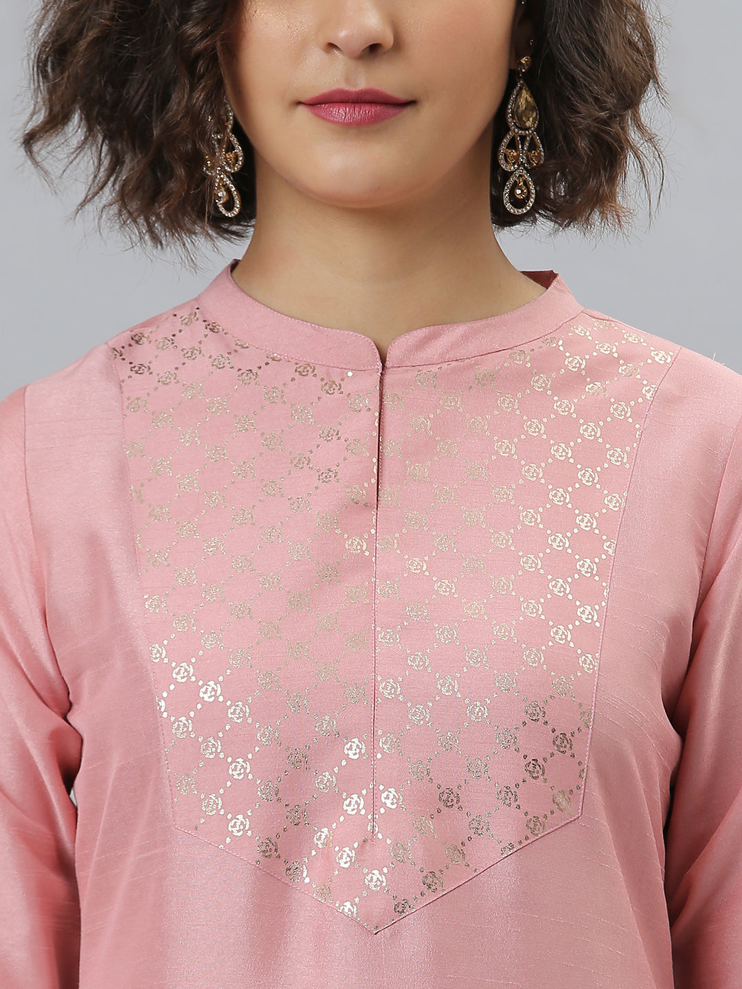 Indian Clothing Janasya Women's Pink Poly Silk Floral Printed Straight Party Kurta Set - Swadesiicart