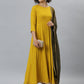 Janasya Women's Mustard Rayon Solid Flared Casual Kurta Set | Swadesiicart