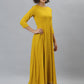 Janasya Women's Mustard Rayon Solid Flared Casual Kurta Set | Swadesiicart