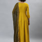 Janasya Women's Mustard Rayon Solid Flared Casual Kurta Set | Swadesiicart