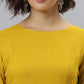 Janasya Women's Mustard Rayon Solid Flared Casual Kurta Set | Swadesiicart