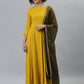 Janasya Women's Mustard Rayon Solid Flared Casual Kurta Set | Swadesiicart