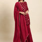 Janasya Women's Maroon Rayon Floral Print Kurti With Sharara And Dupatta | Swadesiicart