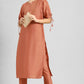 Janasya Women's Peach Poly Silk Embellished Straight Festive Kurta Set - Swadesiicart