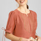 Janasya Women's Peach Poly Silk Embellished Straight Festive Kurta Set - Swadesiicart
