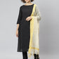 Janasya Women's Black Poly Silk Solid Straight Casual Kurta Set | Swadesiicart