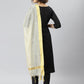 Janasya Women's Black Poly Silk Solid Straight Casual Kurta Set | Swadesiicart