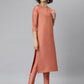 Janasya Women's Peach Poly Silk Solid Straight Casual Kurta Set | Swadesiicart