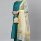 Janasya Women's Teal Poly Silk Solid Straight Casual Kurta Set | Swadesiicart