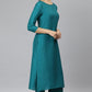 Janasya Women's Teal Poly Silk Solid Straight Casual Kurta Set | Swadesiicart