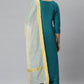 Janasya Women's Teal Poly Silk Solid Straight Casual Kurta Set | Swadesiicart