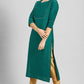Janasya Women's Green Poly Silk Solid Straight Casual Kurta Set - Swadesiicart